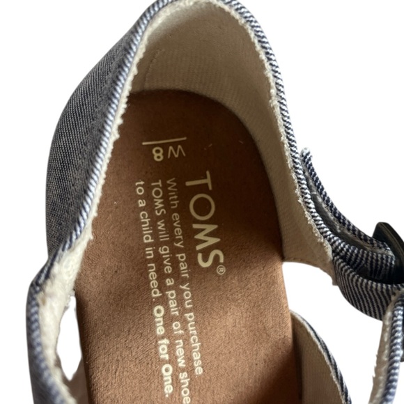 Toms Clarissa slate blue wedge heel Size 8W - Picture 11 of 11